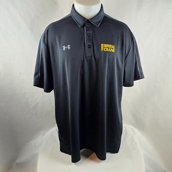Under Armour Shirt Mens 2XL Black Polo Golf Heatgear Loose Work Employee Crane - Picture 1 of 8